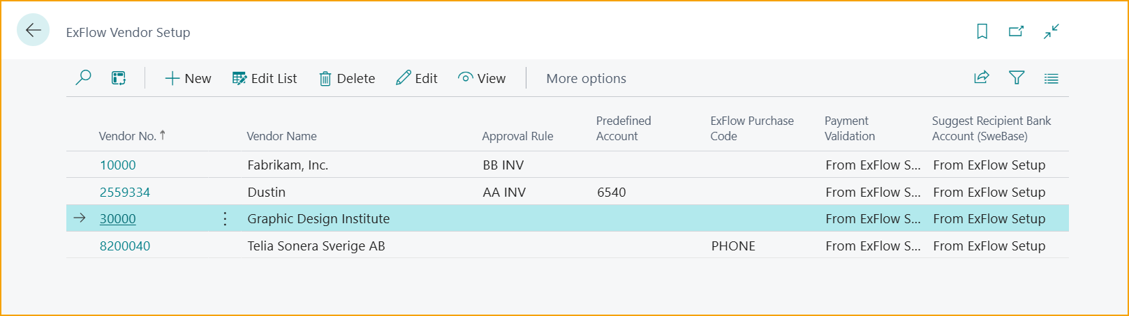 ExFlow Vendor Setup