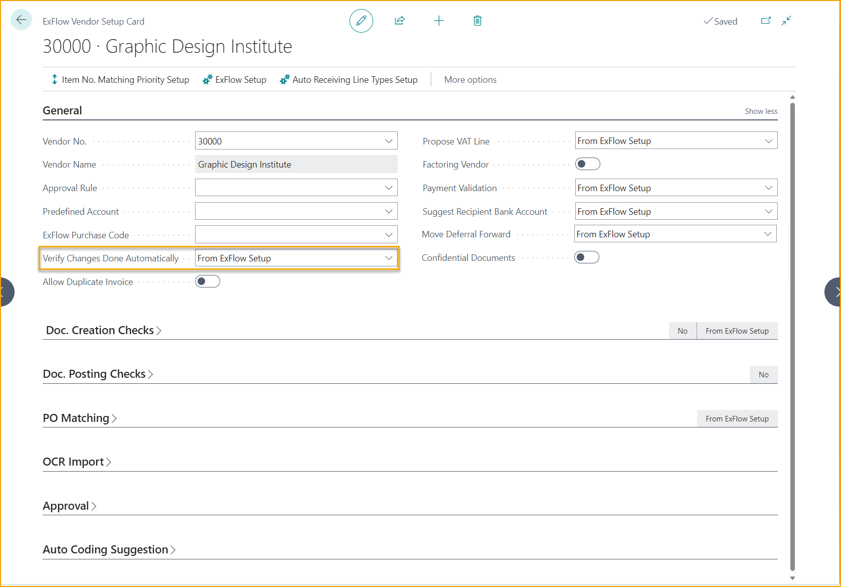 ExFlow Vendor Setup