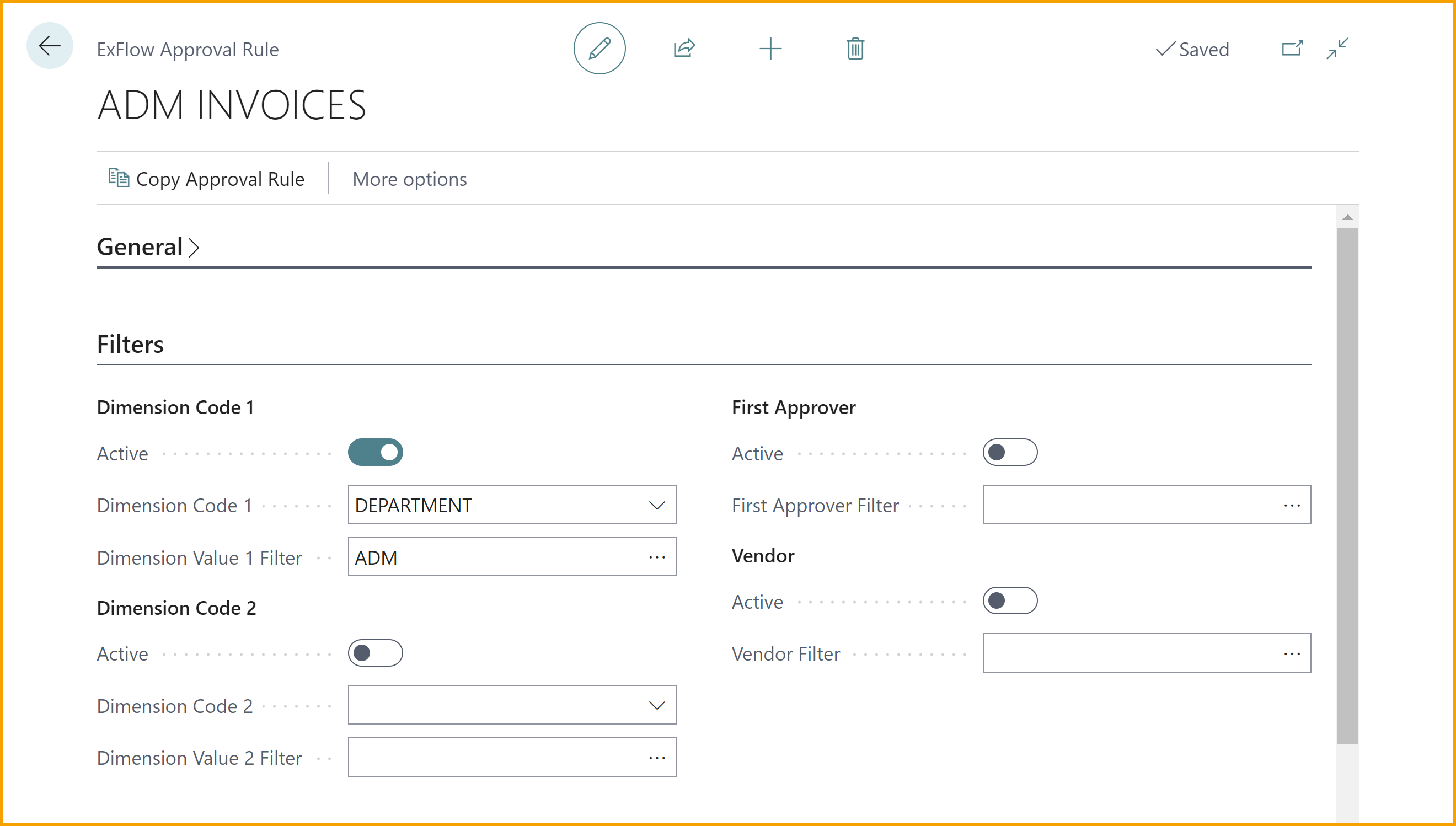 Approval Rule Filters