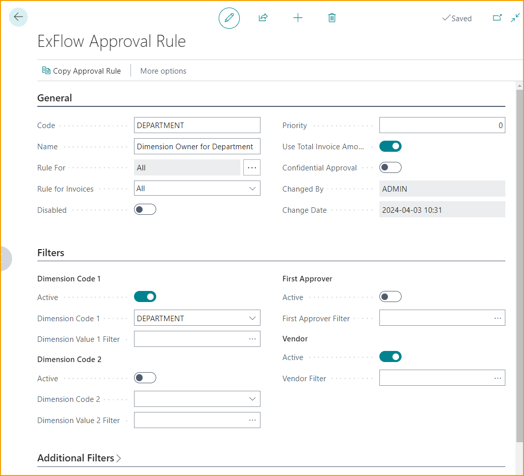 Approval Rule - Dimension Owner