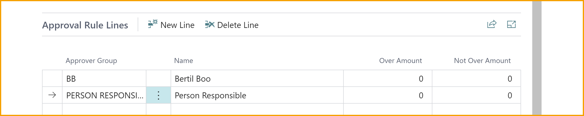 Approval Rule Lines - Person Responsible