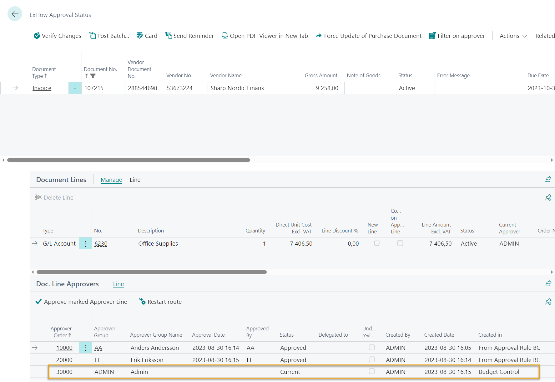 ExFlow Approval Status