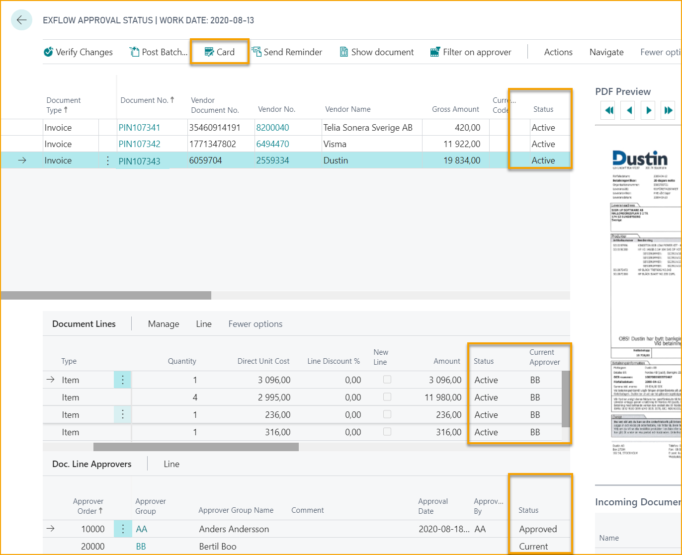 ExFlow Approval Status