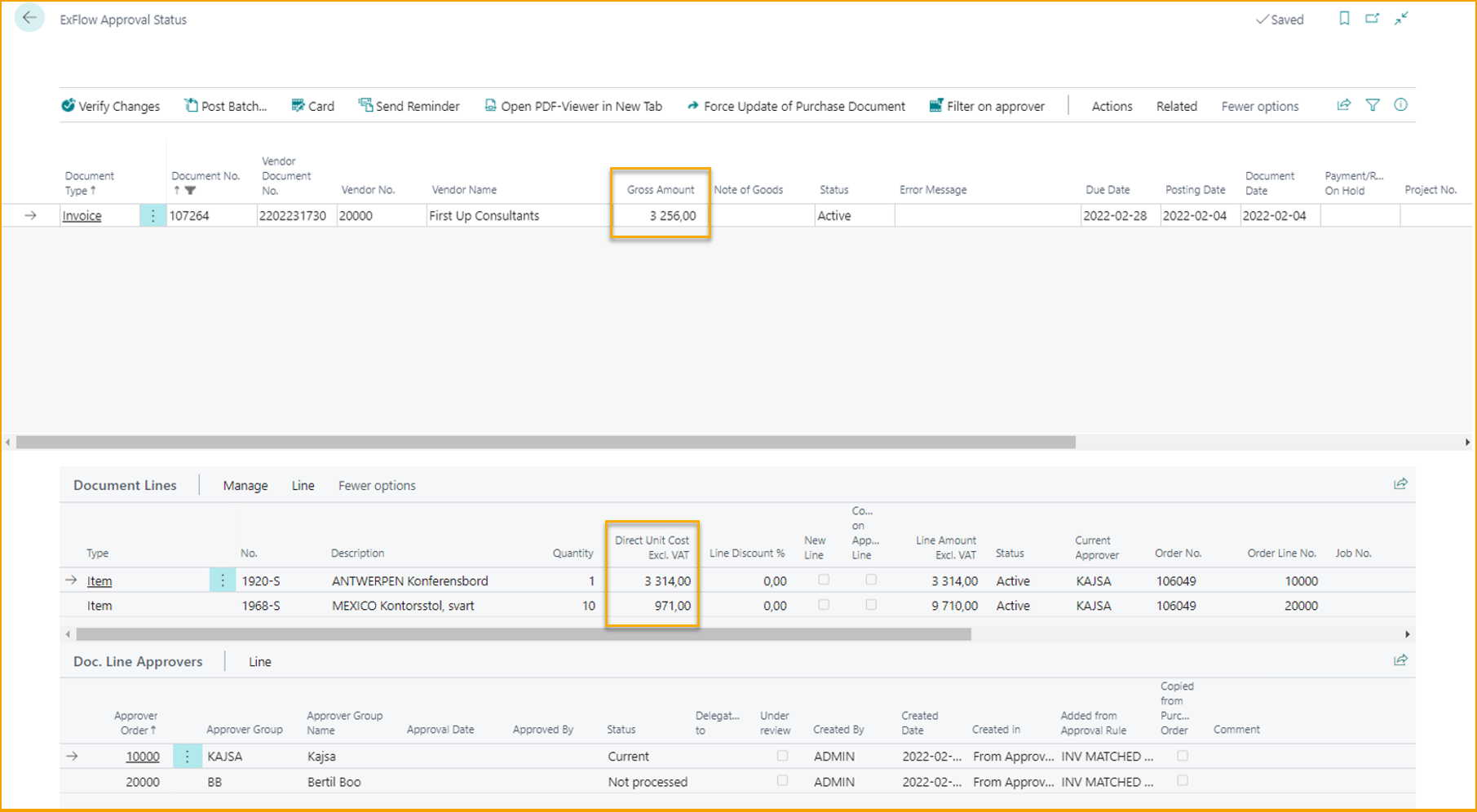 ExFlow Approval Status - Prepayment