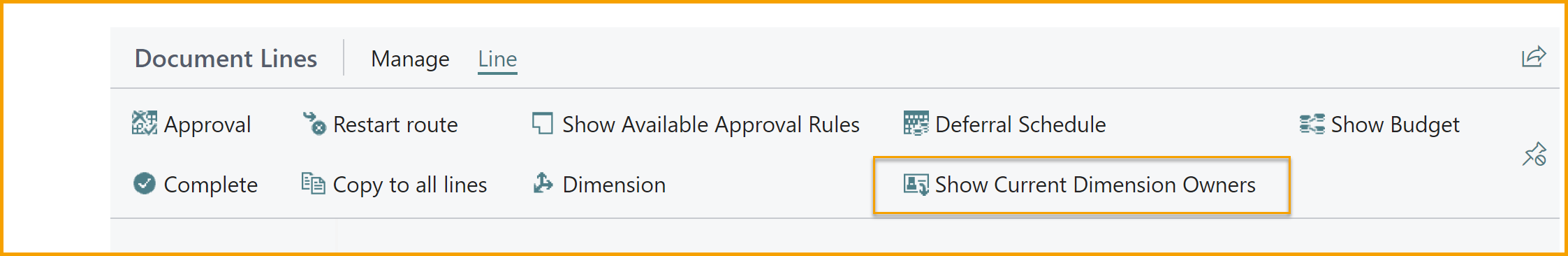 Approval Status Document Lines Menu