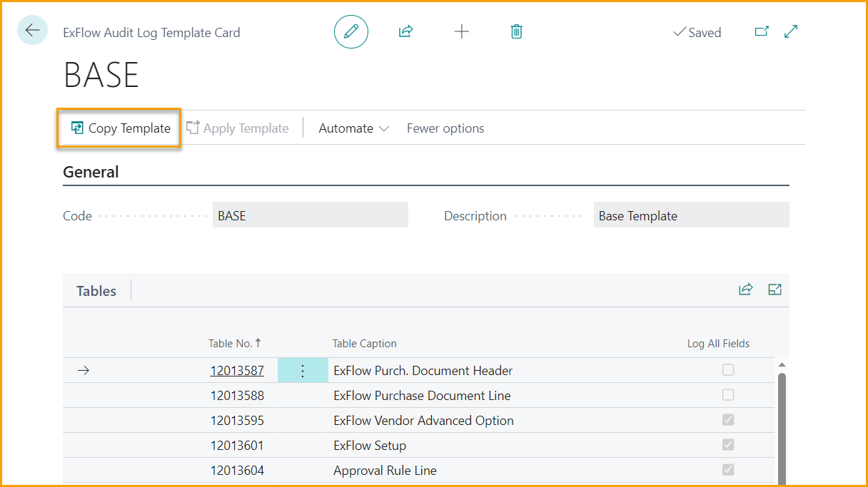 ExFlow Audit Log Template Card