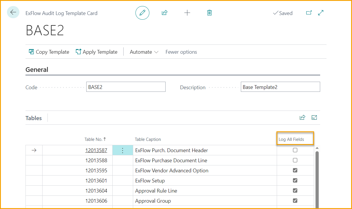 ExFlow Audit Log Template Card