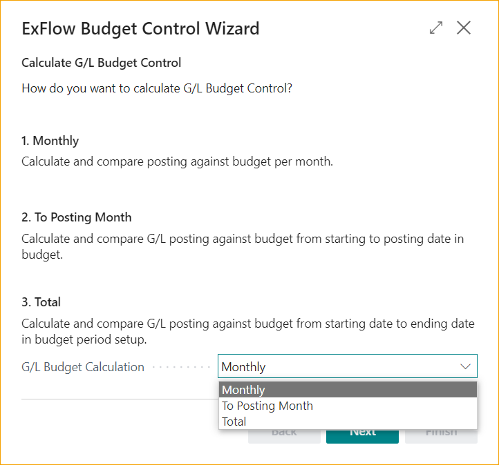 ExFlow Budget Control Wizard