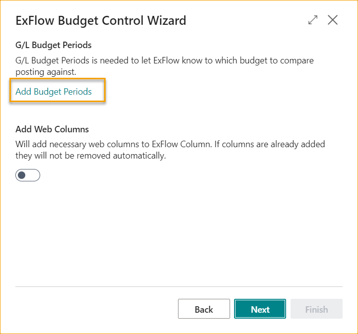 ExFlow Budget Control Wizard