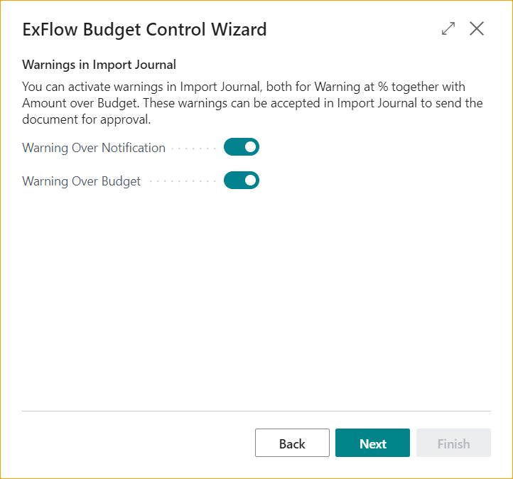 ExFlow Budget Control Wizard