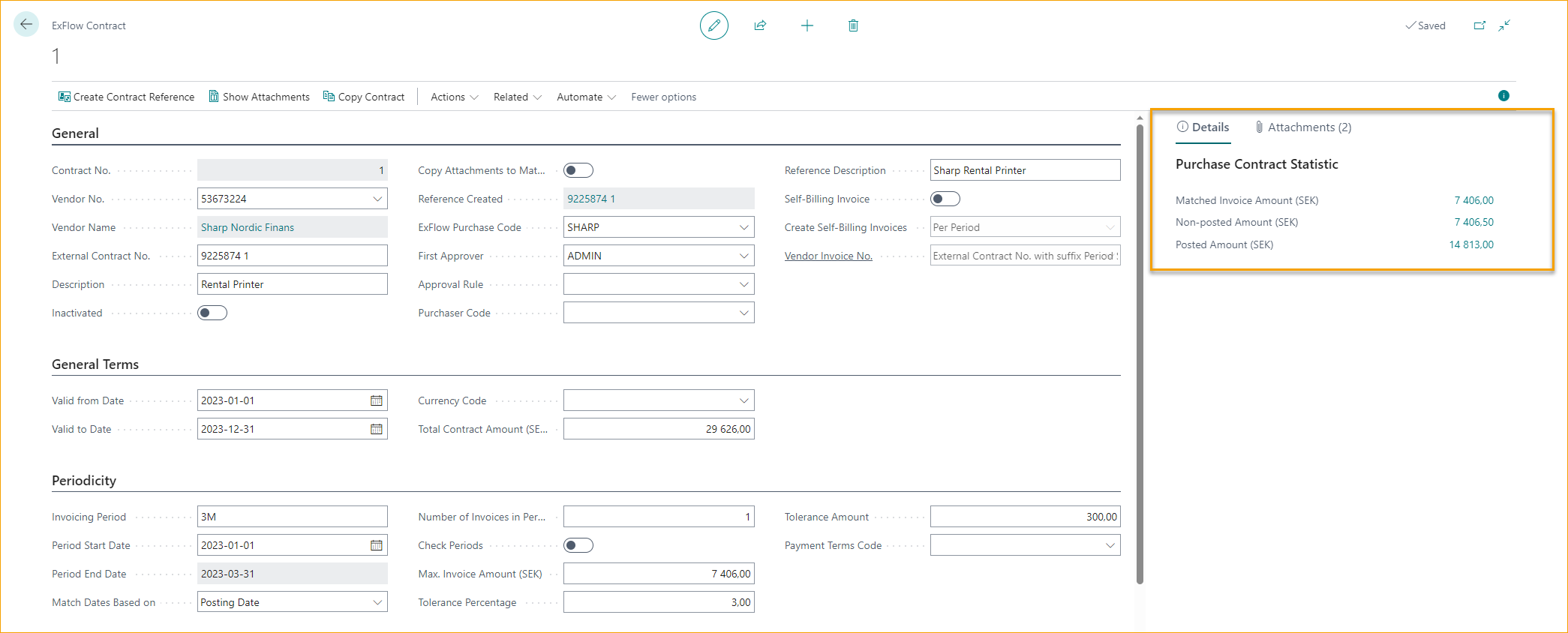 ExFlow Contract Purchase Statistic