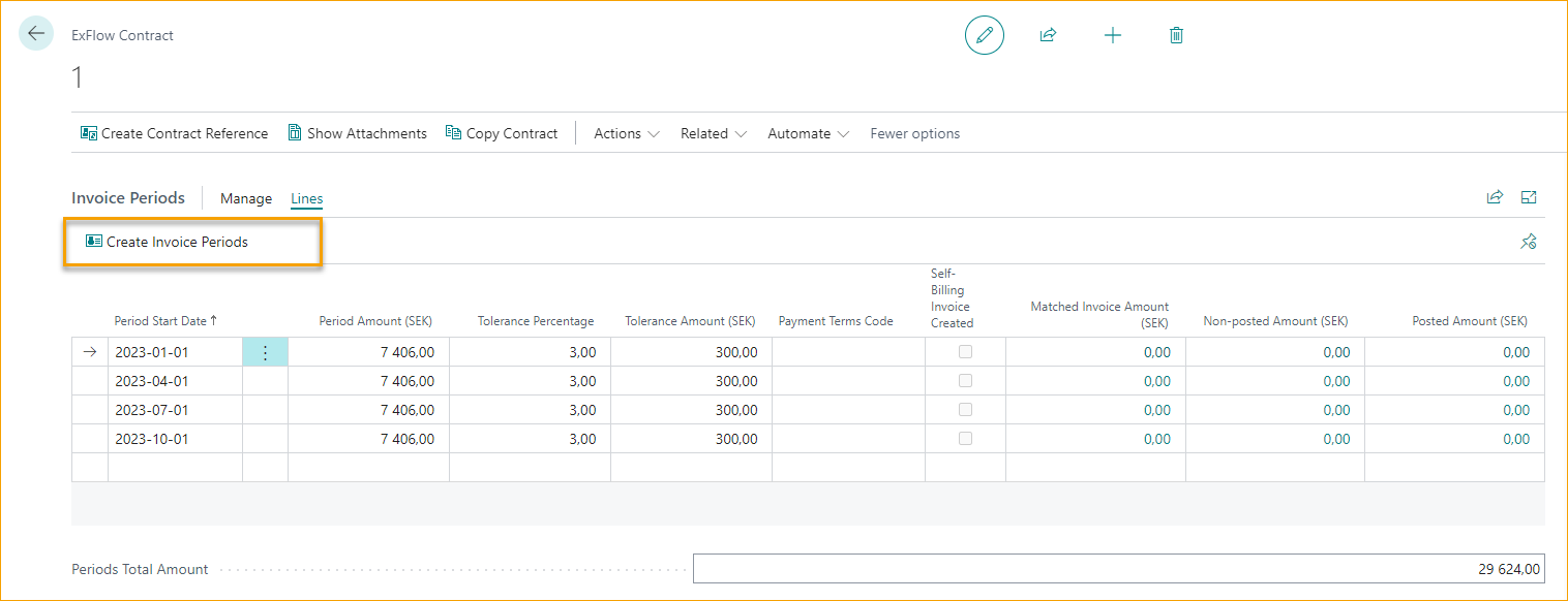 ExFlow Contract Invoice Periods