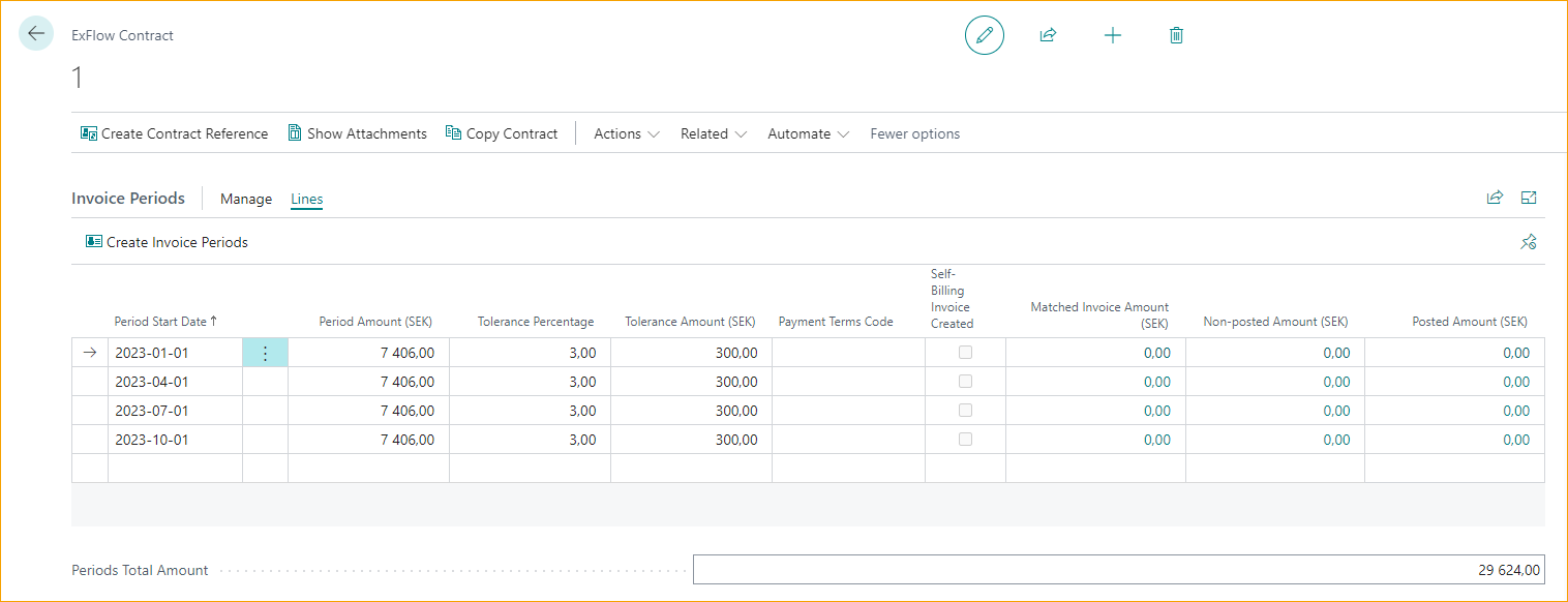 ExFlow Contract Invoice Periods