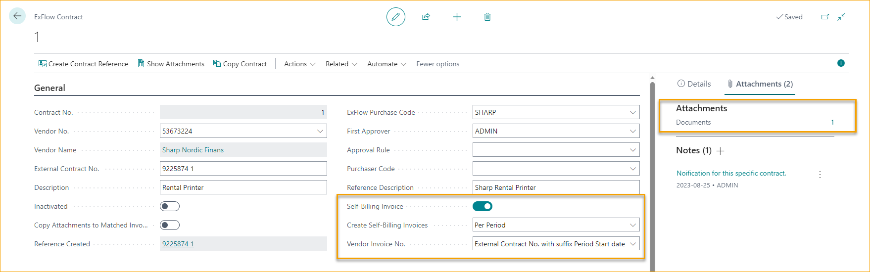 ExFlow Contract Self-Billing