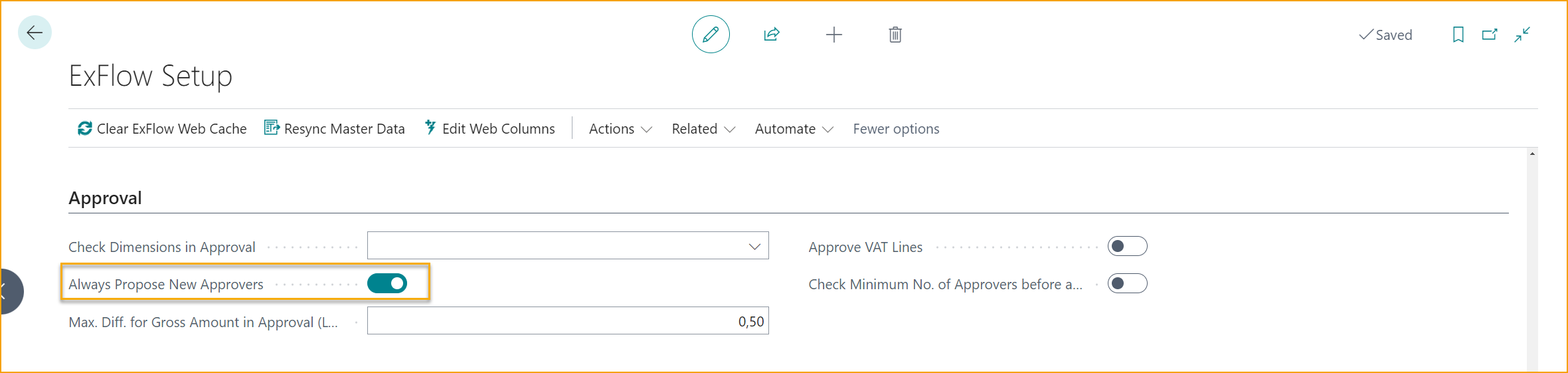 ExFlow Setup Approval - Always Propose New Approvers