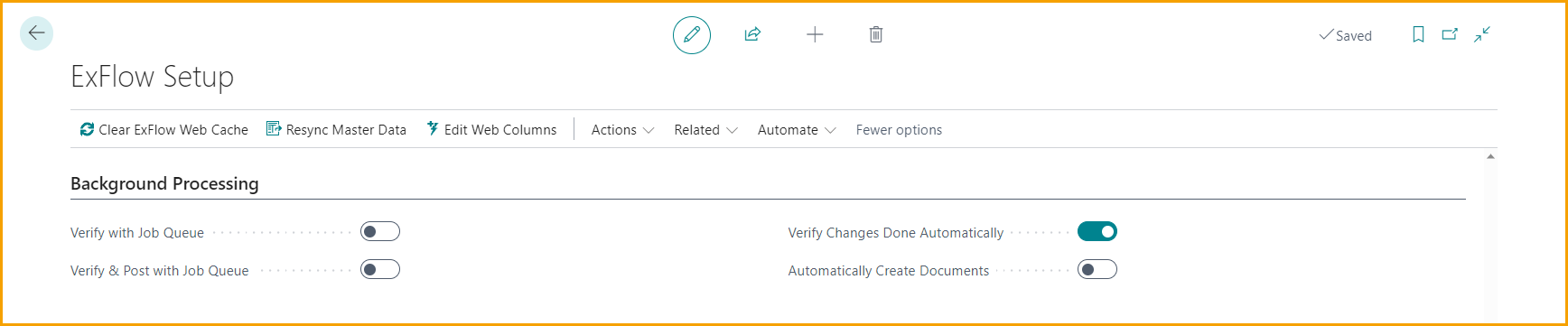 ExFlow Setup - Background Processing - Verify Changes Done Automatically