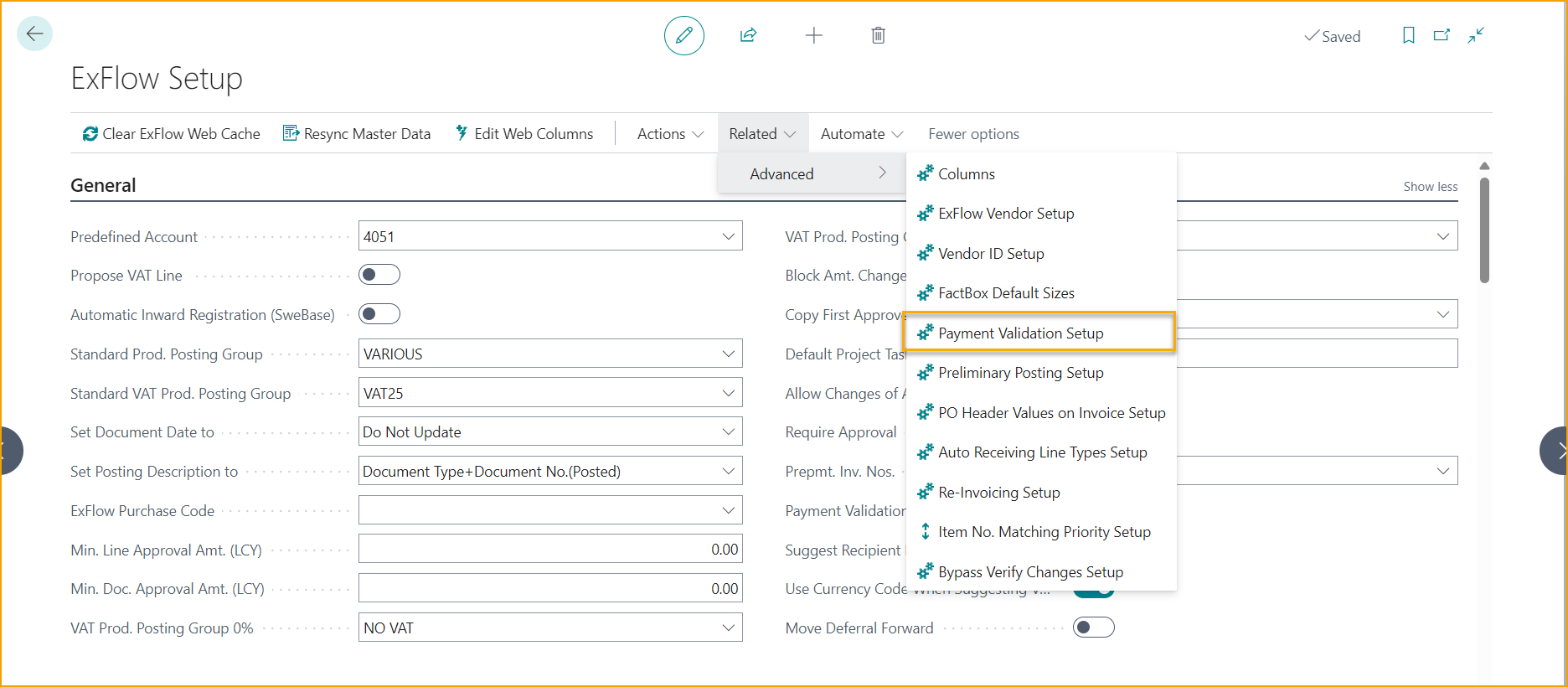 ExFlow Setup - Payment Validation Setup