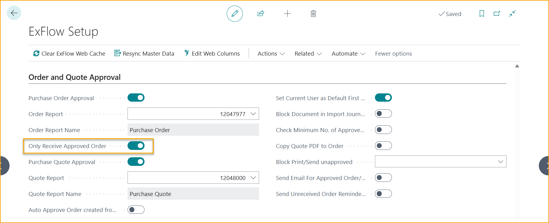 ExFlow Setup - Order and Quote Approval