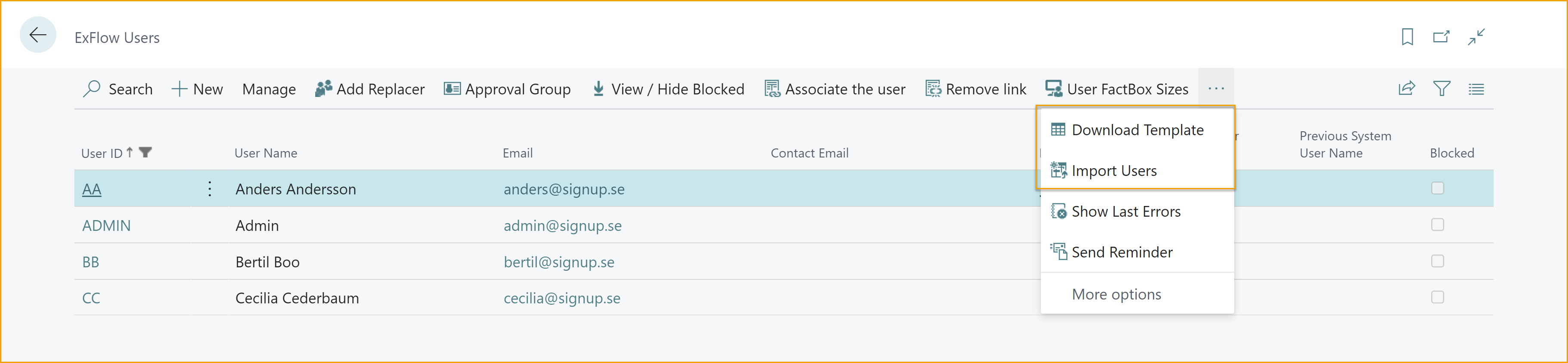 ExFlow Users List