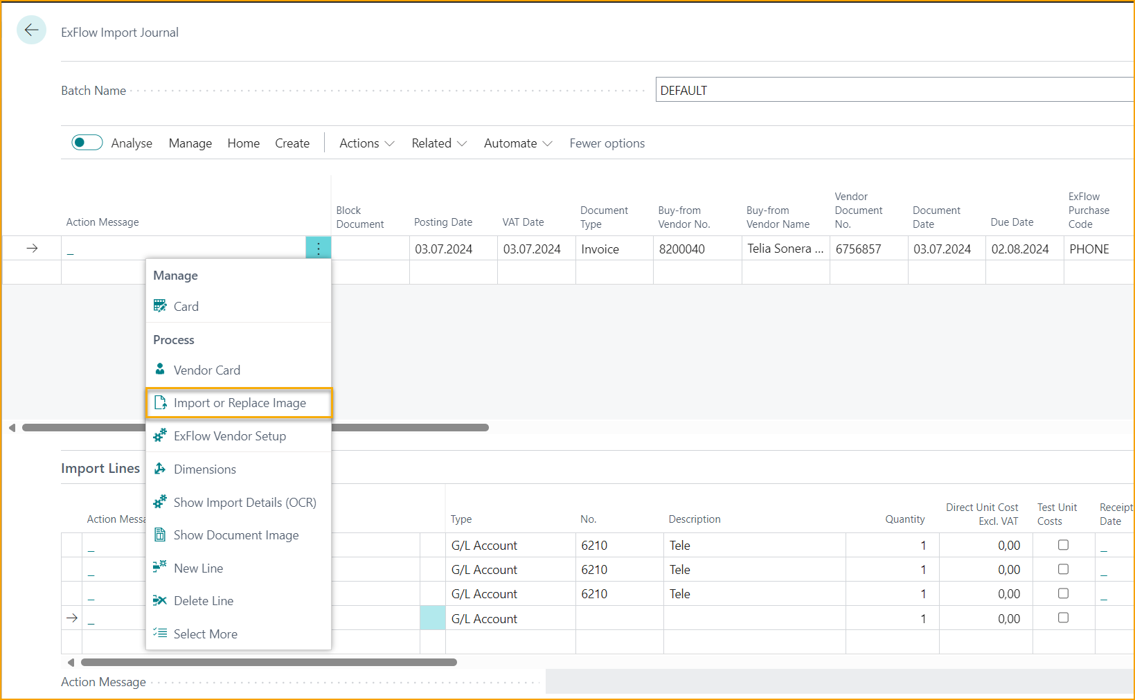 ExFlow Import Journal