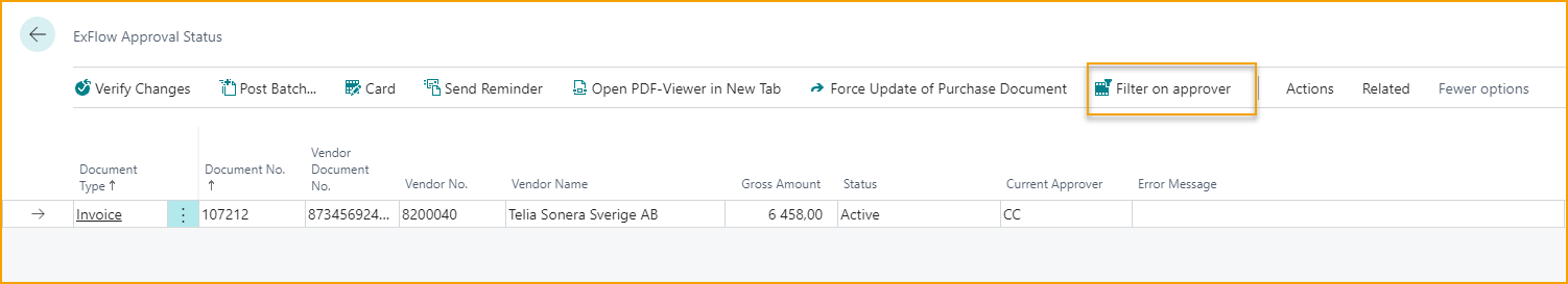 ExFlow Approval Status- Filter on approver