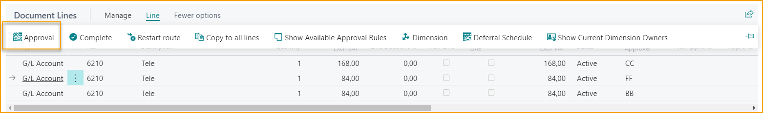 ExFlow Approval Status - Document Lines