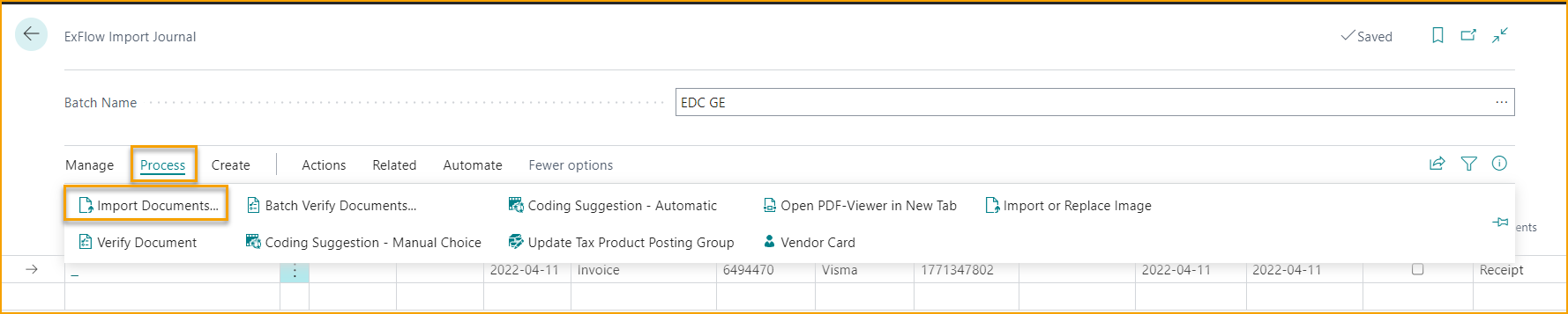 ExFlow Import Journal