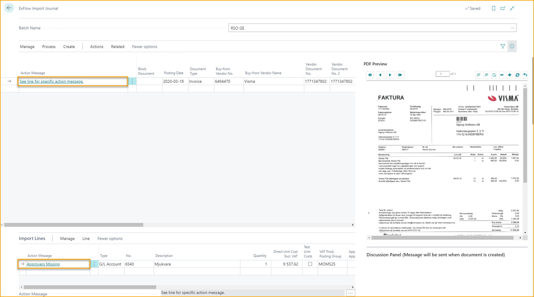 ExFlow Import Journal