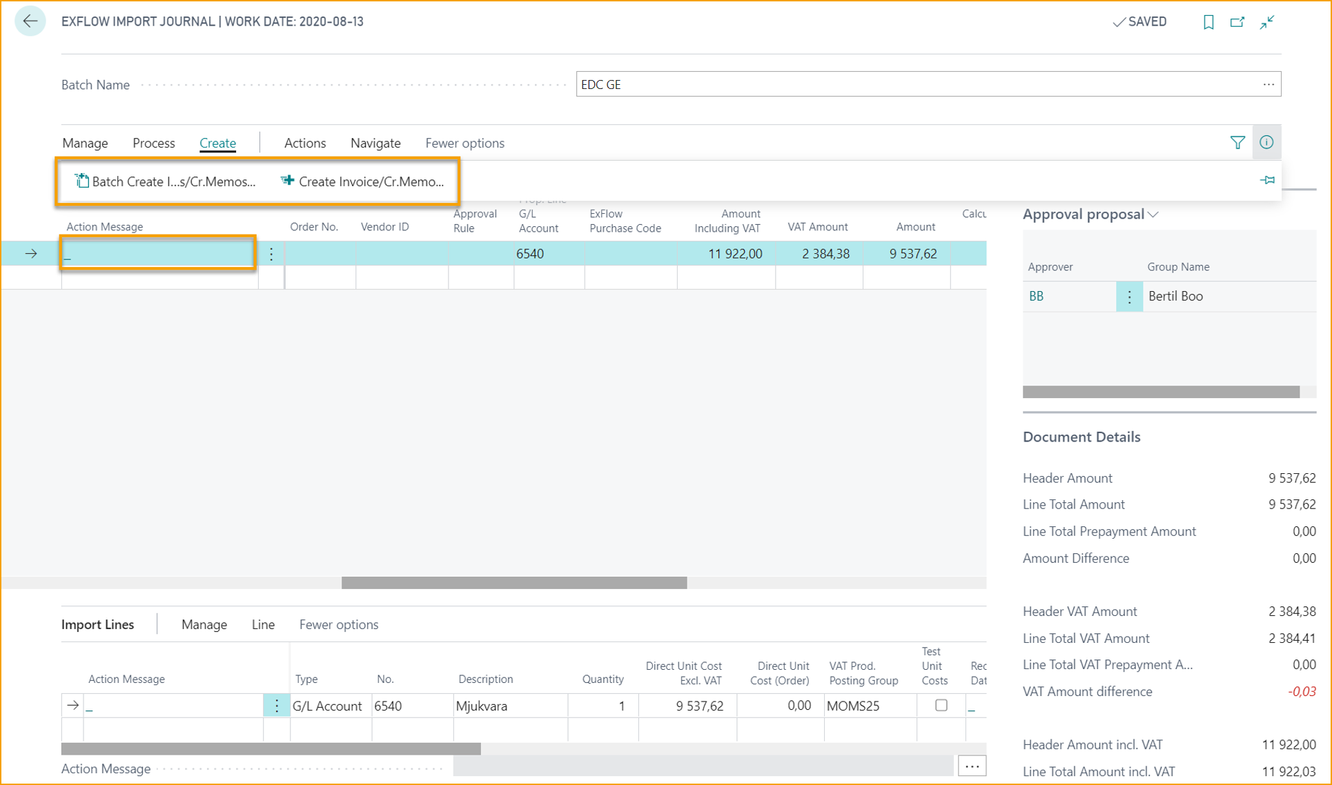 ExFlow Import Journal