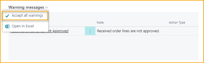 ExFlow Import Journal - Warning messages