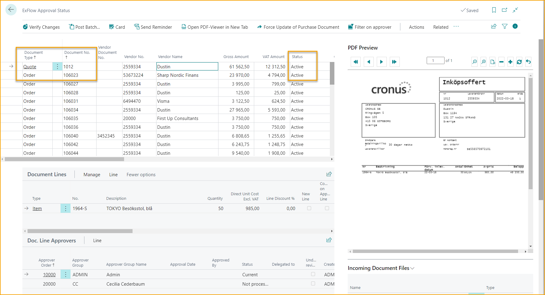 ExFlow Approval Status