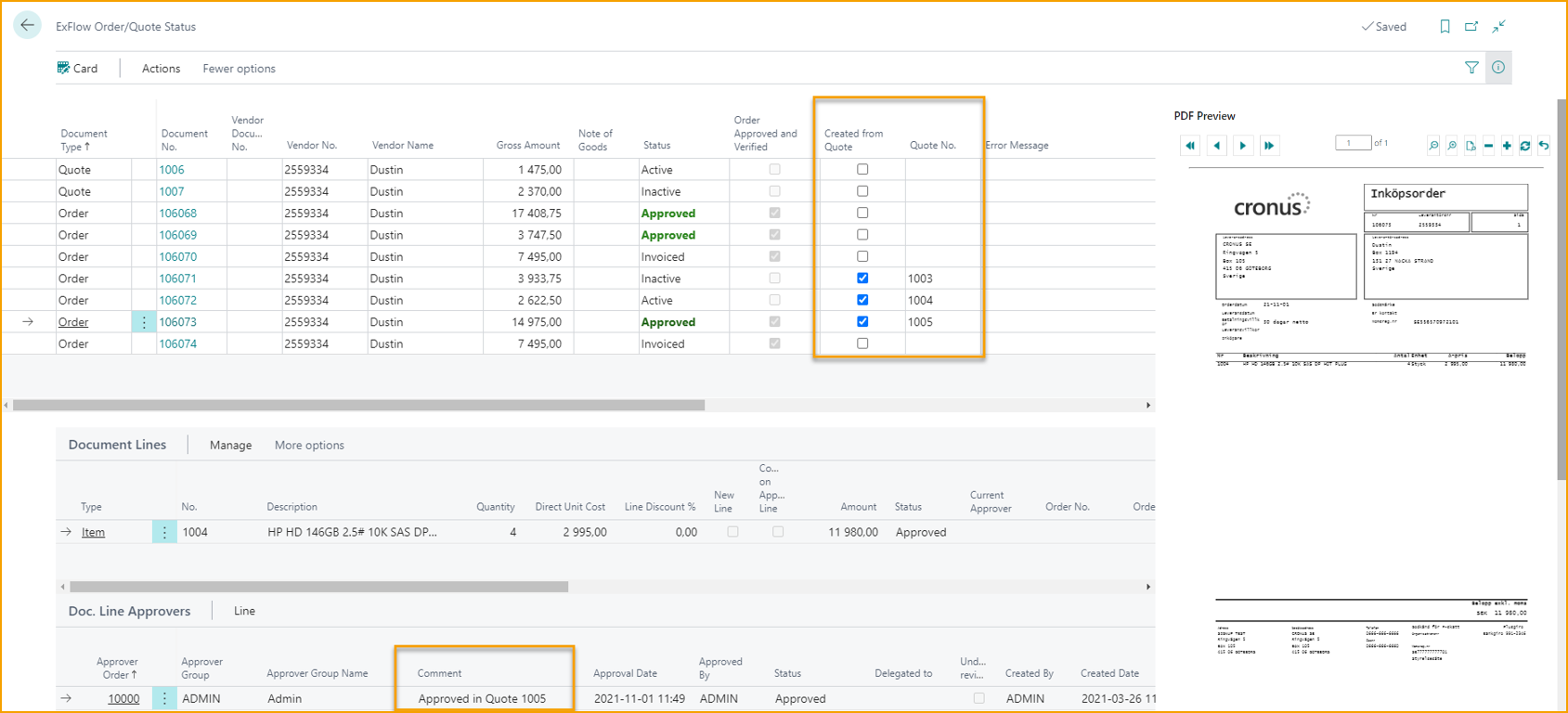 ExFlow Order Status