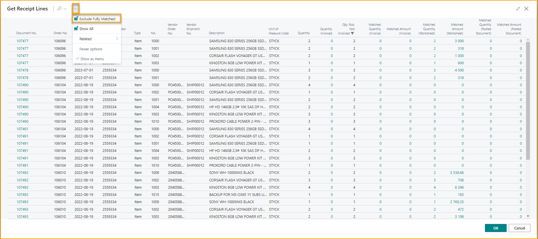 ExFlow Import Journal - Get Receipt Lines