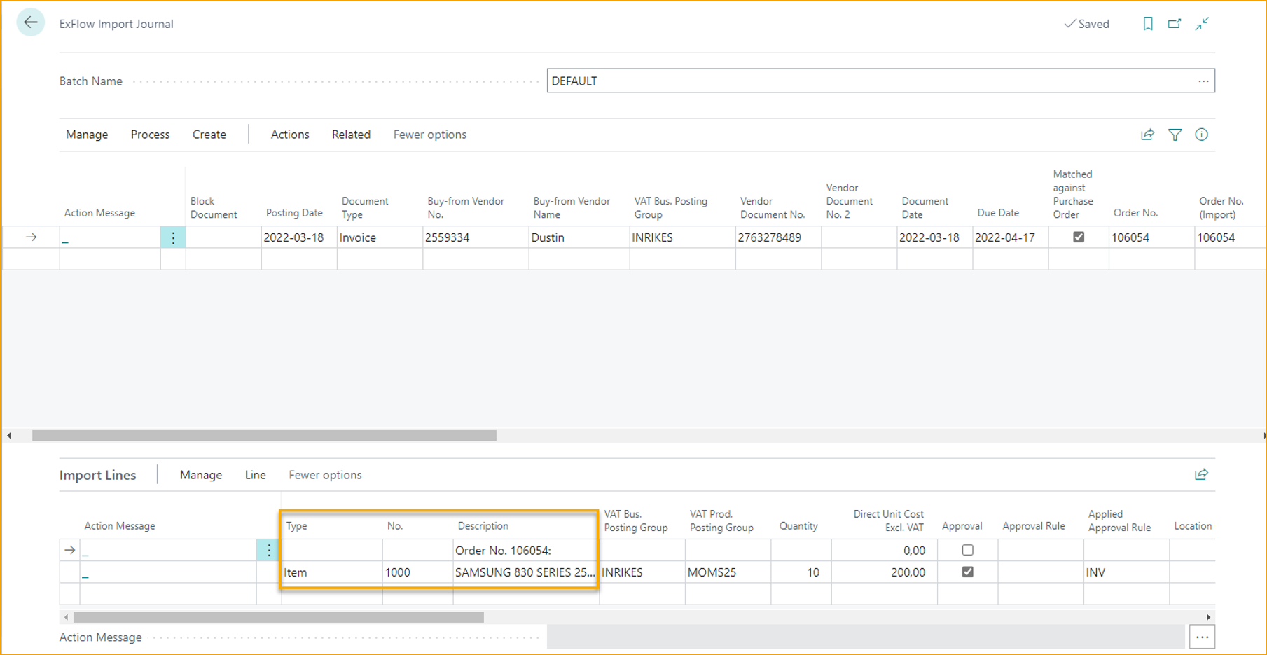 ExFlow Import Journal