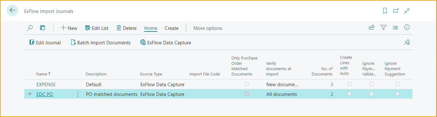 ExFlow Import Journals