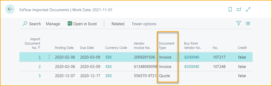 ExFlow Imported Documents