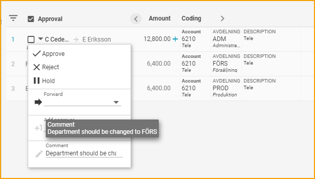 ExFlow Web - Document Line Comment