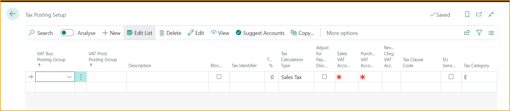 VAT Posting Setup - US Localization