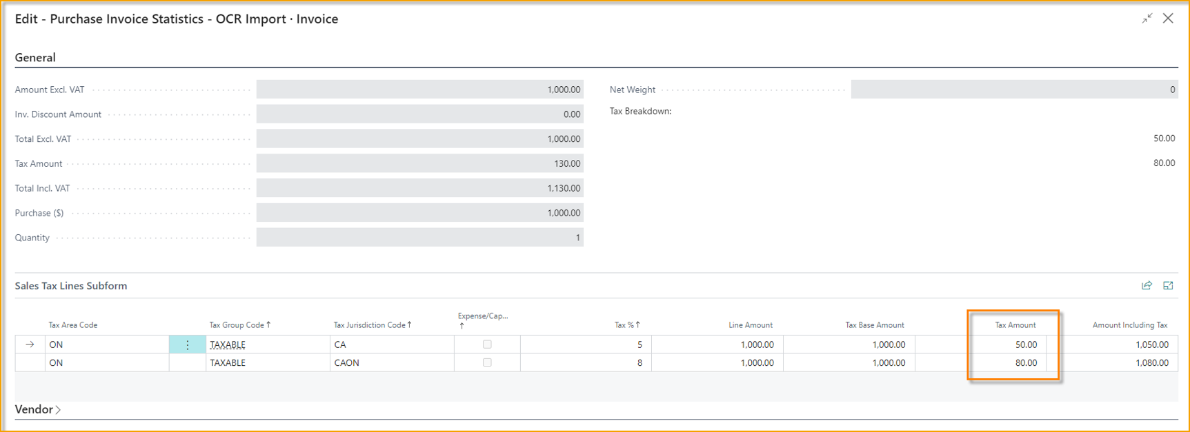 Purchase Invoice Statistics -- OCR import