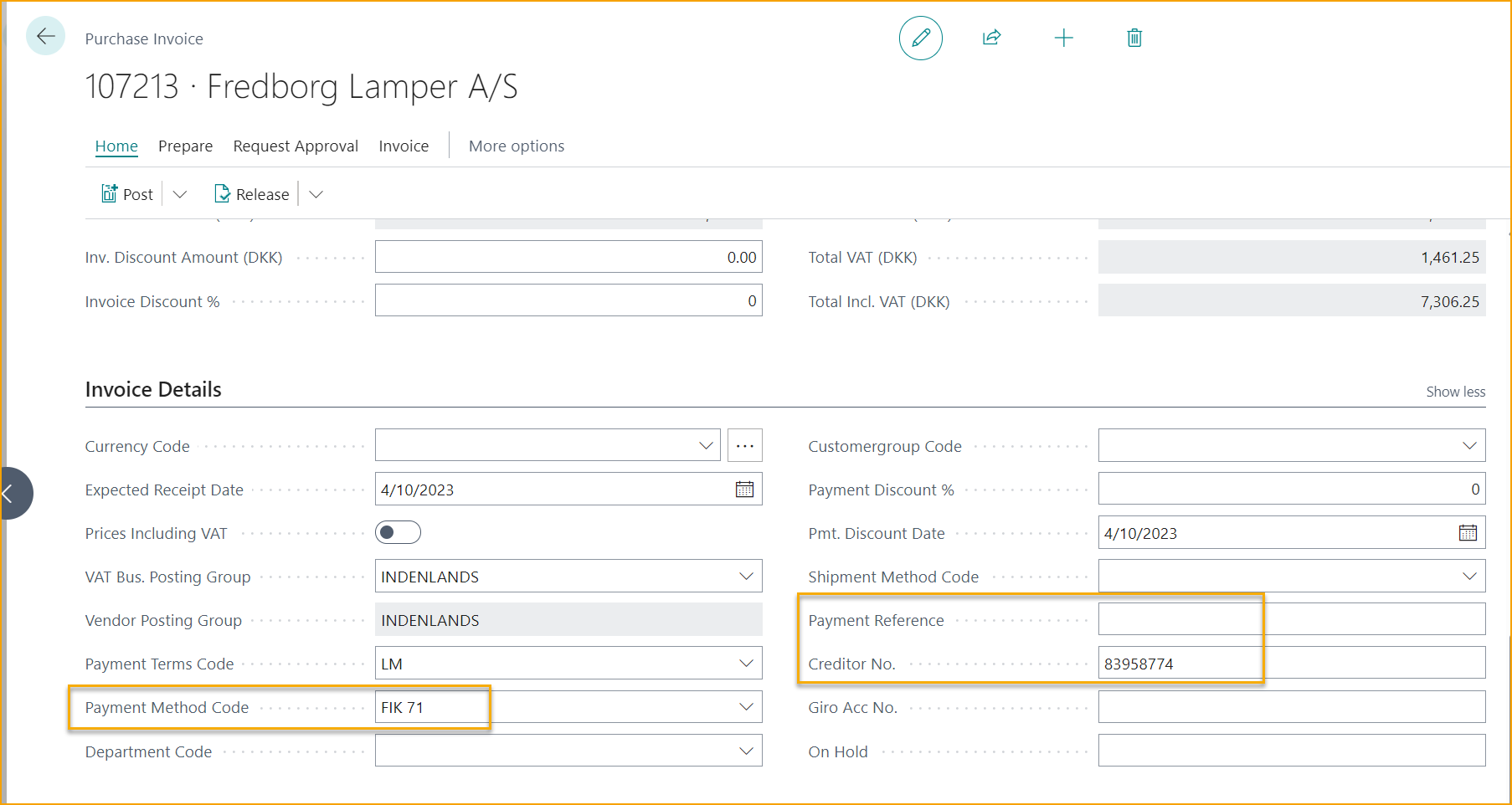 Purchase Invoice - Danish Localization