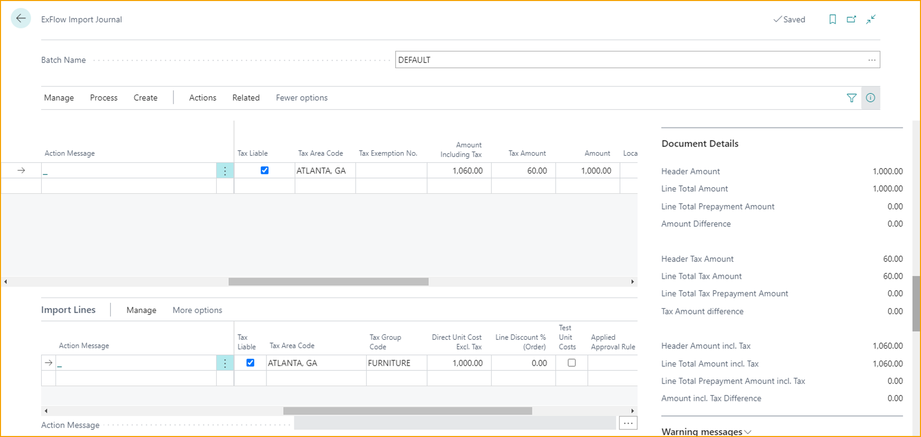 ExFlow Import Journal - US Localization