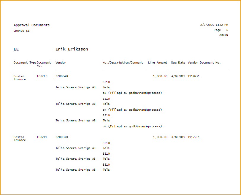 Report - ExFlow Posted Approval Documents