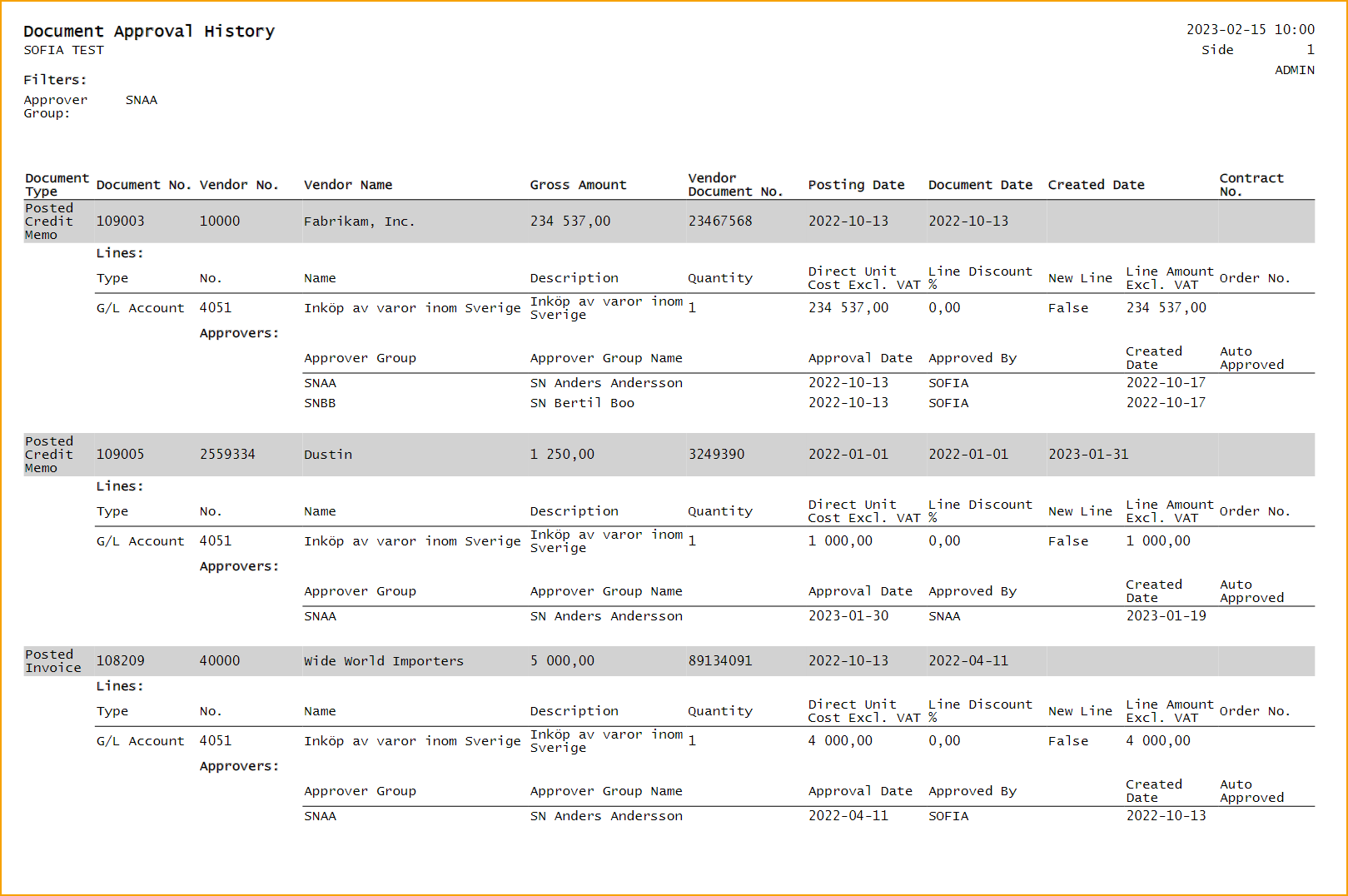 Report - ExFlow Document Approval History