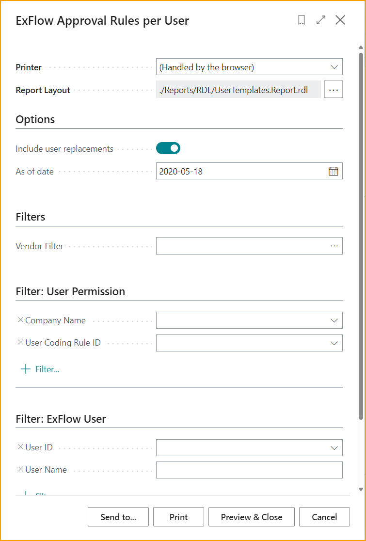 Report - ExFlow Approval Rules per User