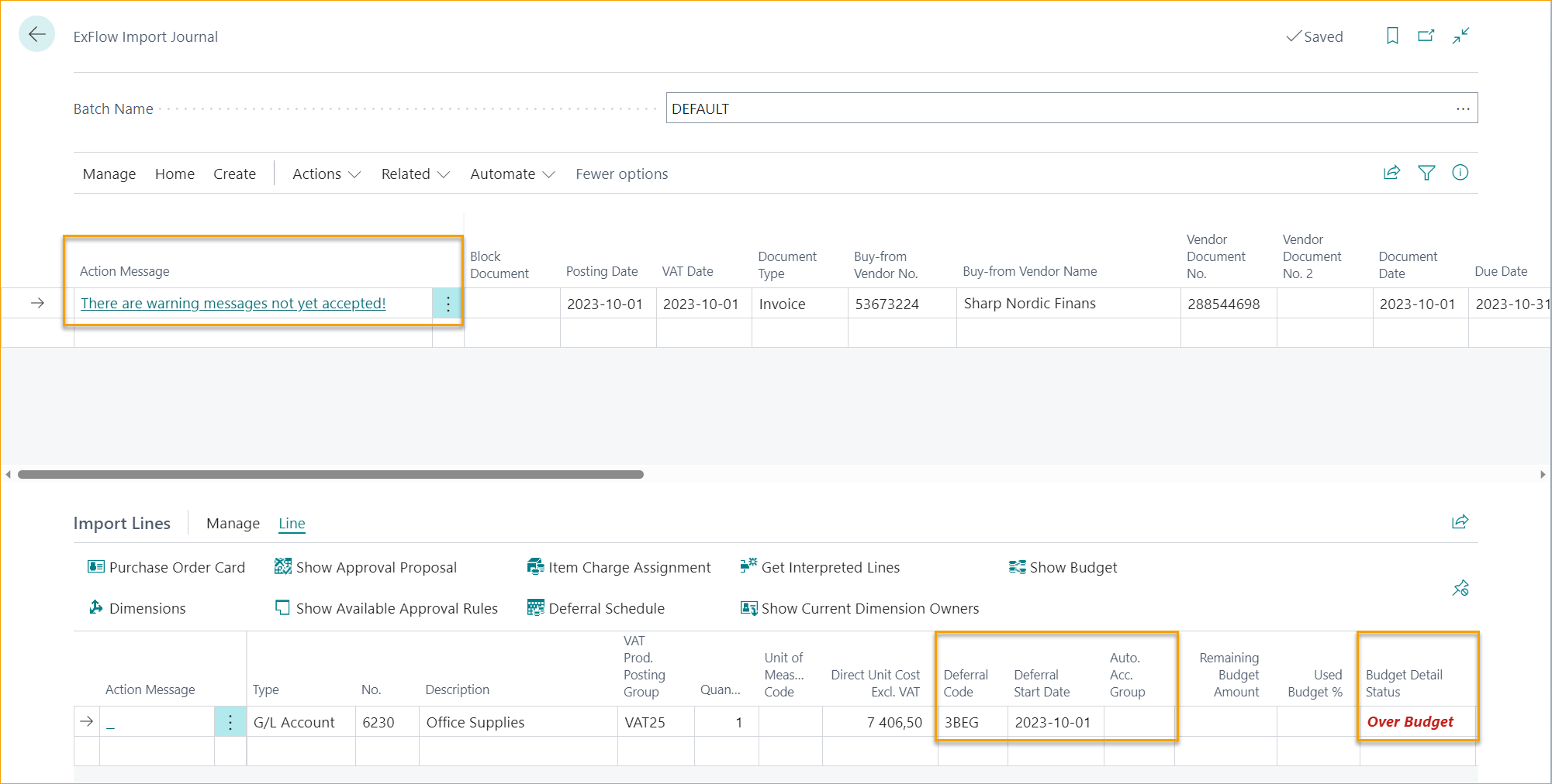 ExFlow Import Journal