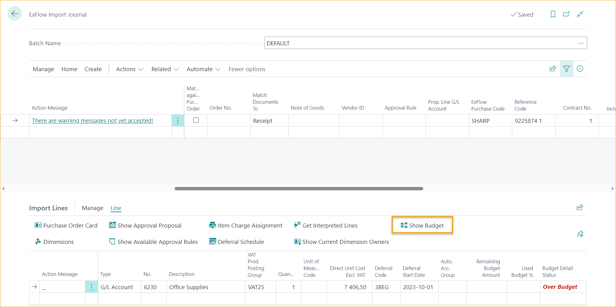 ExFlow Import Journal