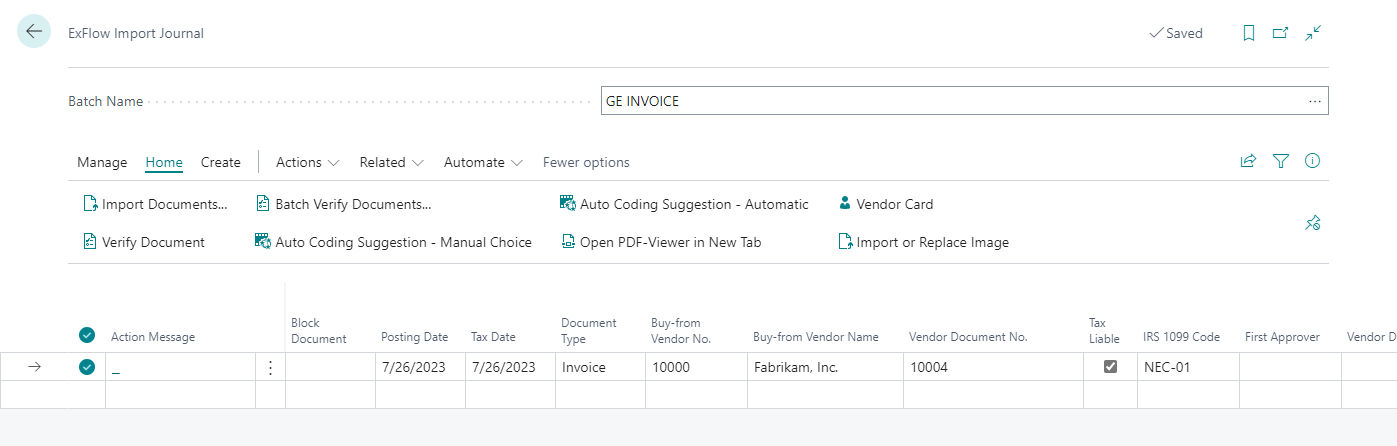 ExFlow Import Journal - US Localization