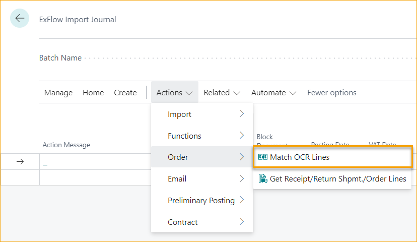 ExFlow Import Journal - Match OCR Lines