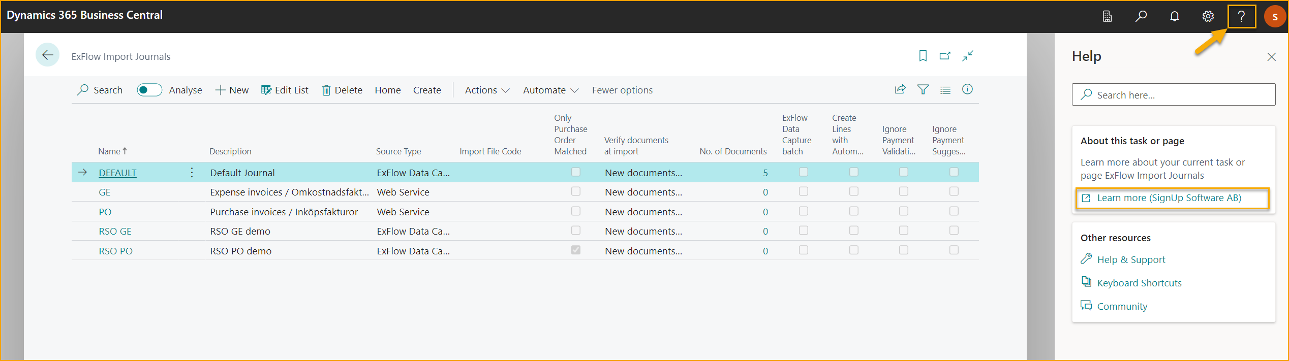 ExFlow Import Journals