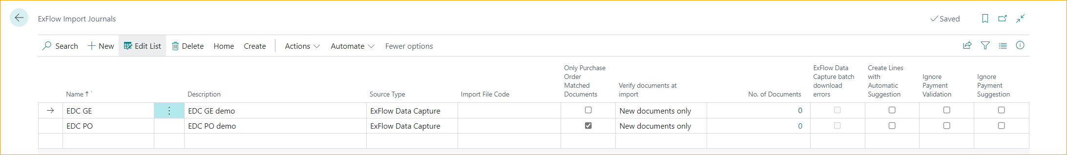 ExFlow Import Journals